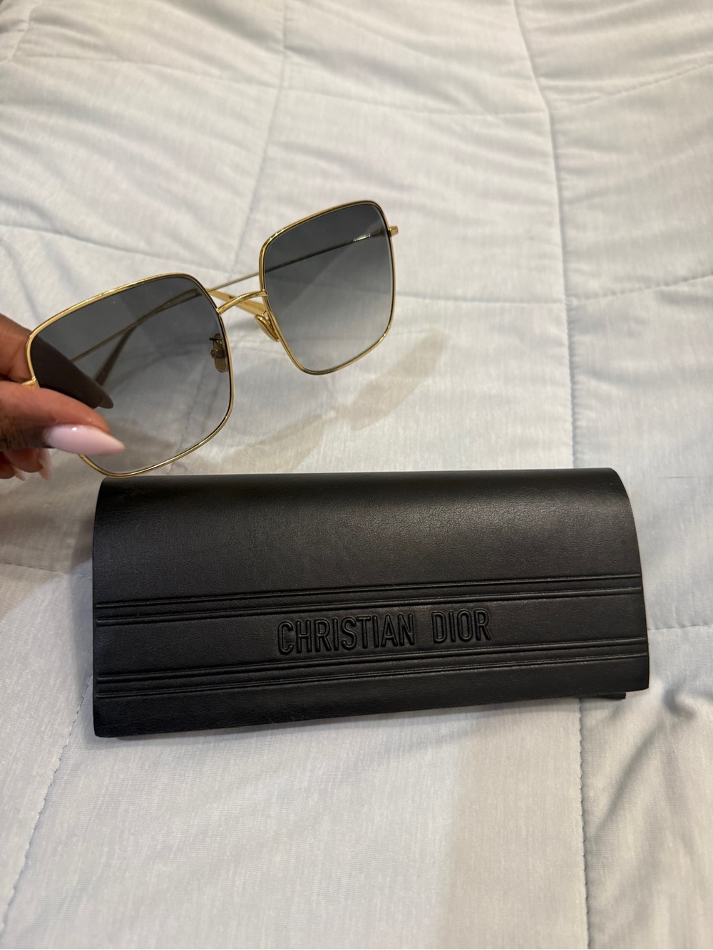 Dior Gold Frame Sunglasses with Gray Gradient Lenses